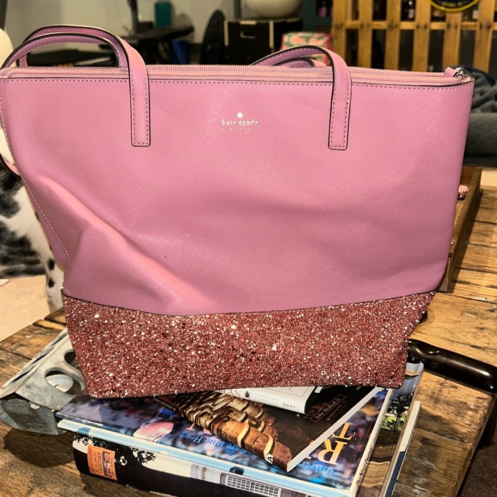 Pink glitter Kate spade tote